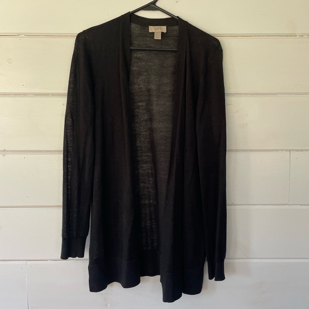 LOFT Black Open front Cardigan